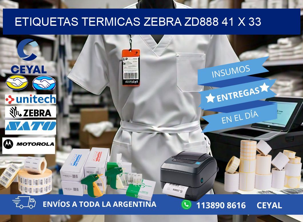 ETIQUETAS TERMICAS ZEBRA ZD888 41 x 33