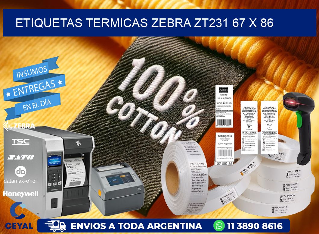 ETIQUETAS TERMICAS ZEBRA ZT231 67 x 86