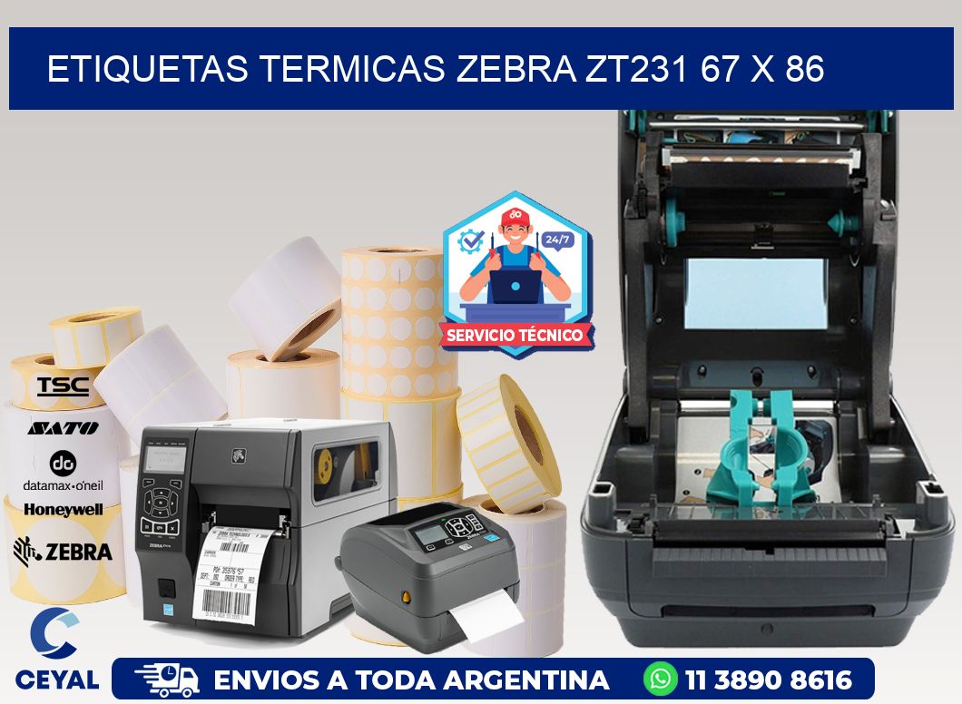 ETIQUETAS TERMICAS ZEBRA ZT231 67 x 86