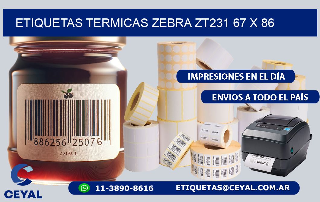 ETIQUETAS TERMICAS ZEBRA ZT231 67 x 86