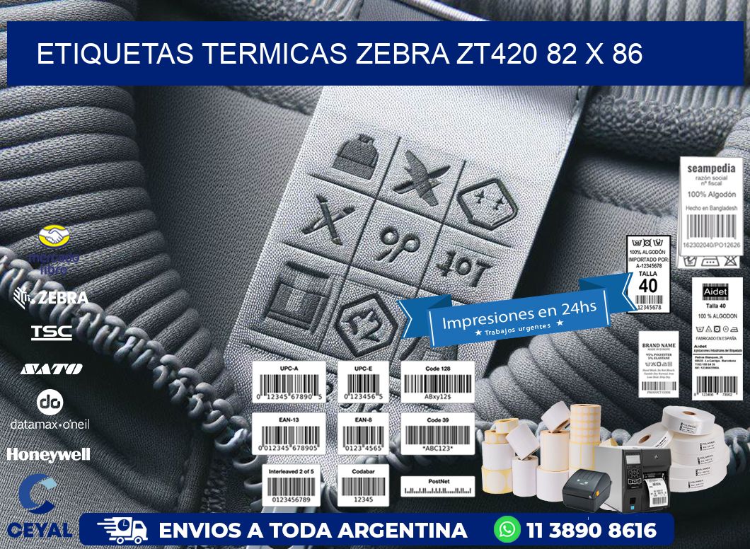 ETIQUETAS TERMICAS ZEBRA ZT420 82 x 86