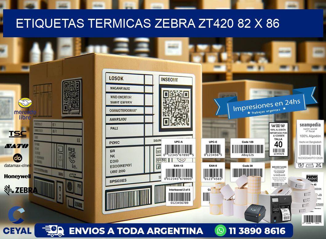 ETIQUETAS TERMICAS ZEBRA ZT420 82 x 86