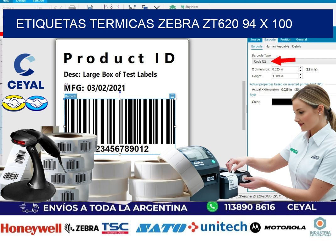 ETIQUETAS TERMICAS ZEBRA ZT620 94 x 100