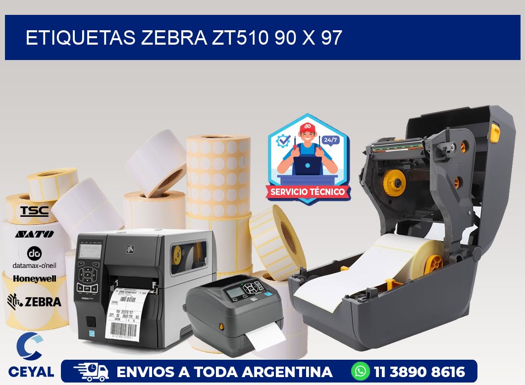ETIQUETAS Zebra ZT510 90 x 97