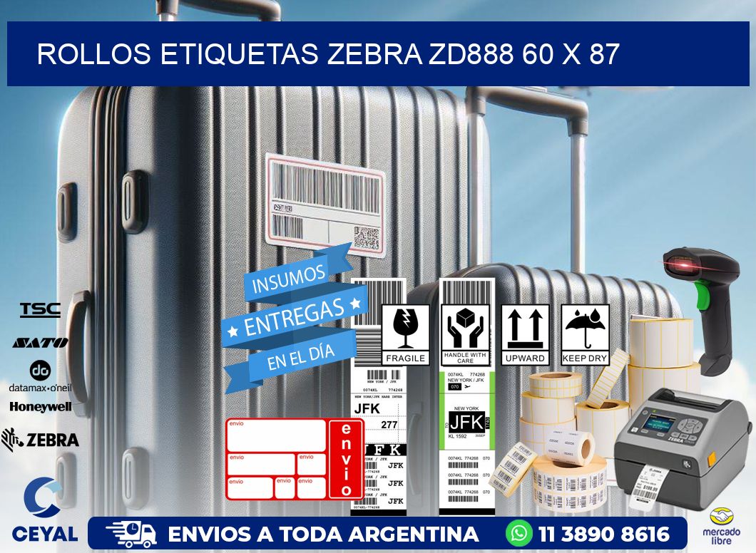 ROLLOS ETIQUETAS Zebra ZD888 60 x 87