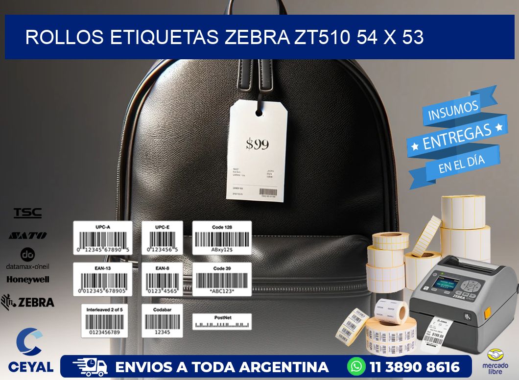 ROLLOS ETIQUETAS Zebra ZT510 54 x 53