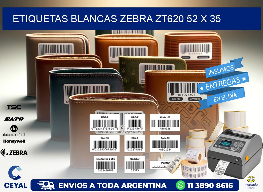 ETIQUETAS BLANCAS ZEBRA ZT620 52 x 35