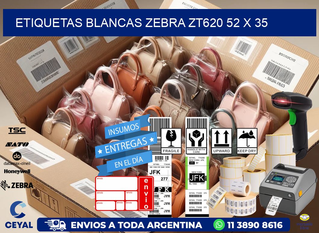 ETIQUETAS BLANCAS ZEBRA ZT620 52 x 35