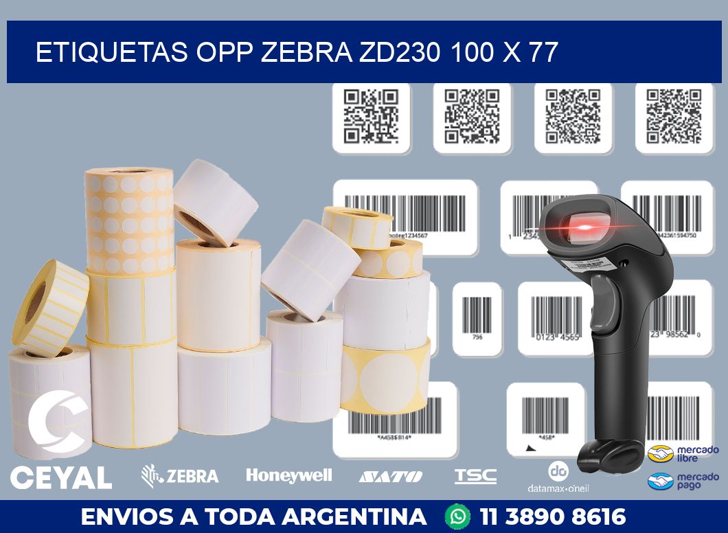 ETIQUETAS OPP ZEBRA ZD230 100 x 77