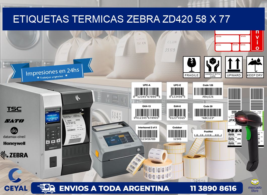 ETIQUETAS TERMICAS ZEBRA ZD420 58 x 77