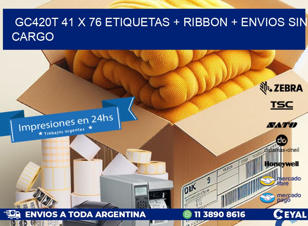 GC420T 41 x 76 etiquetas + ribbon + envios sin cargo