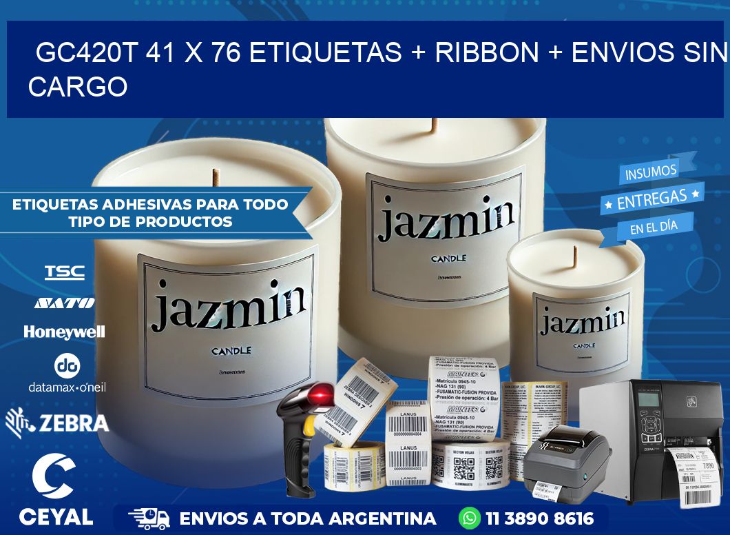 GC420T 41 x 76 etiquetas + ribbon + envios sin cargo