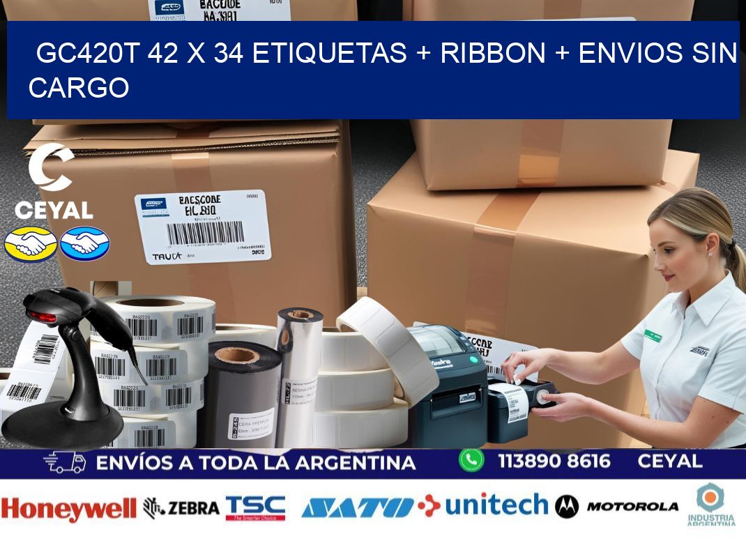 GC420T 42 x 34 etiquetas + ribbon + envios sin cargo