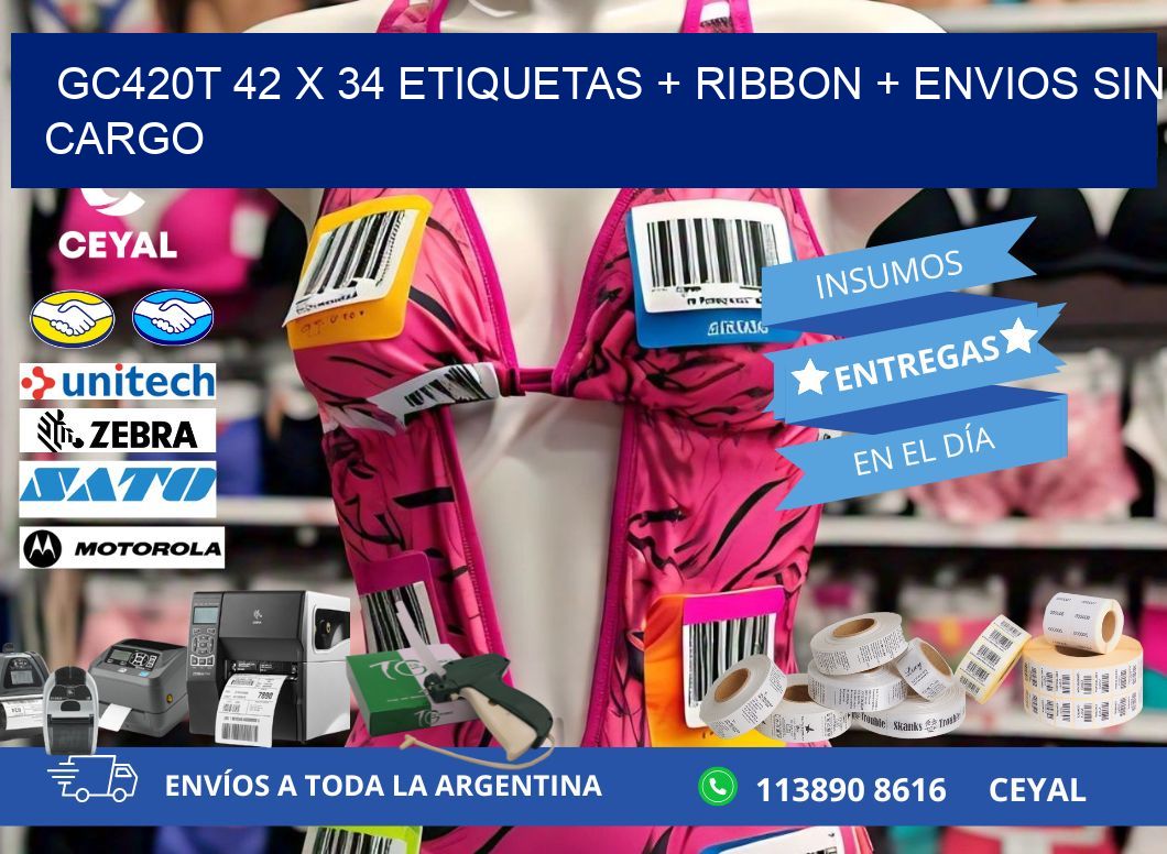 GC420T 42 x 34 etiquetas + ribbon + envios sin cargo