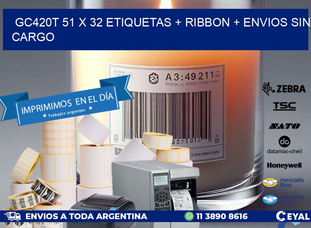 GC420T 51 x 32 etiquetas + ribbon + envios sin cargo