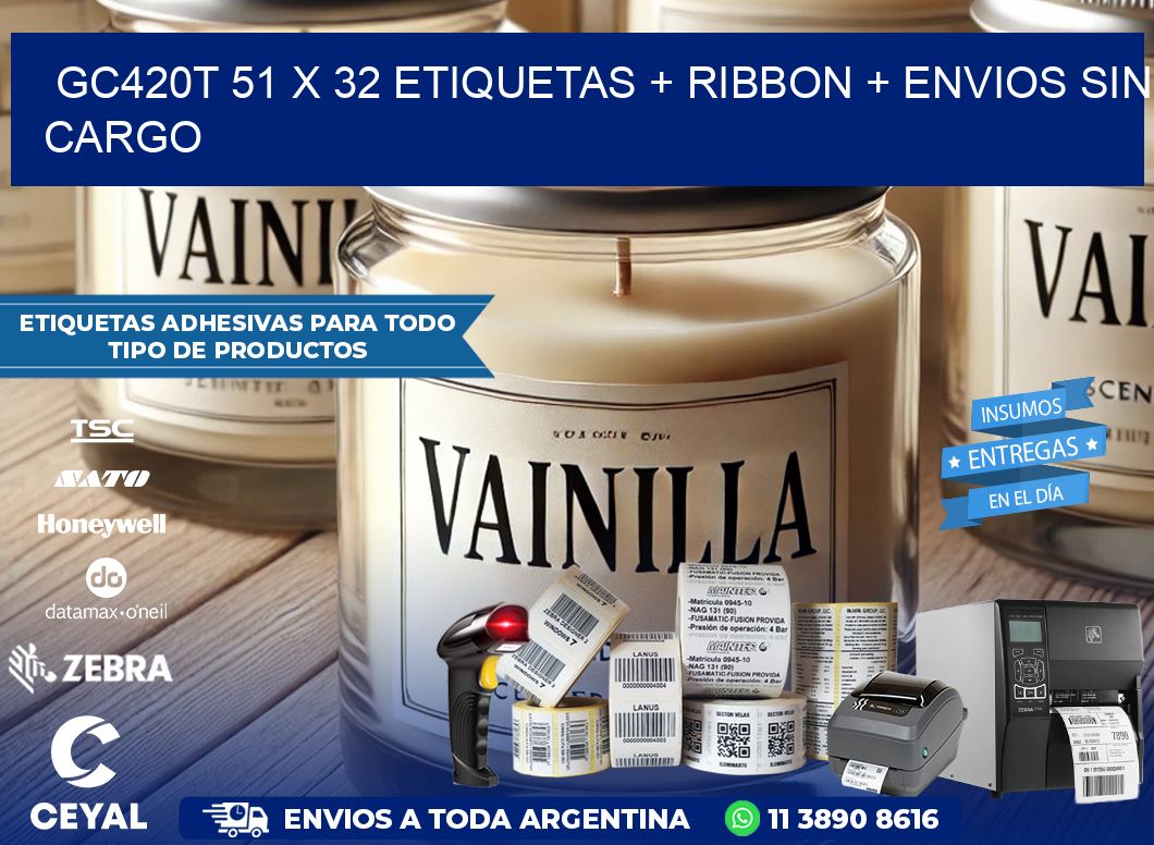 GC420T 51 x 32 etiquetas + ribbon + envios sin cargo