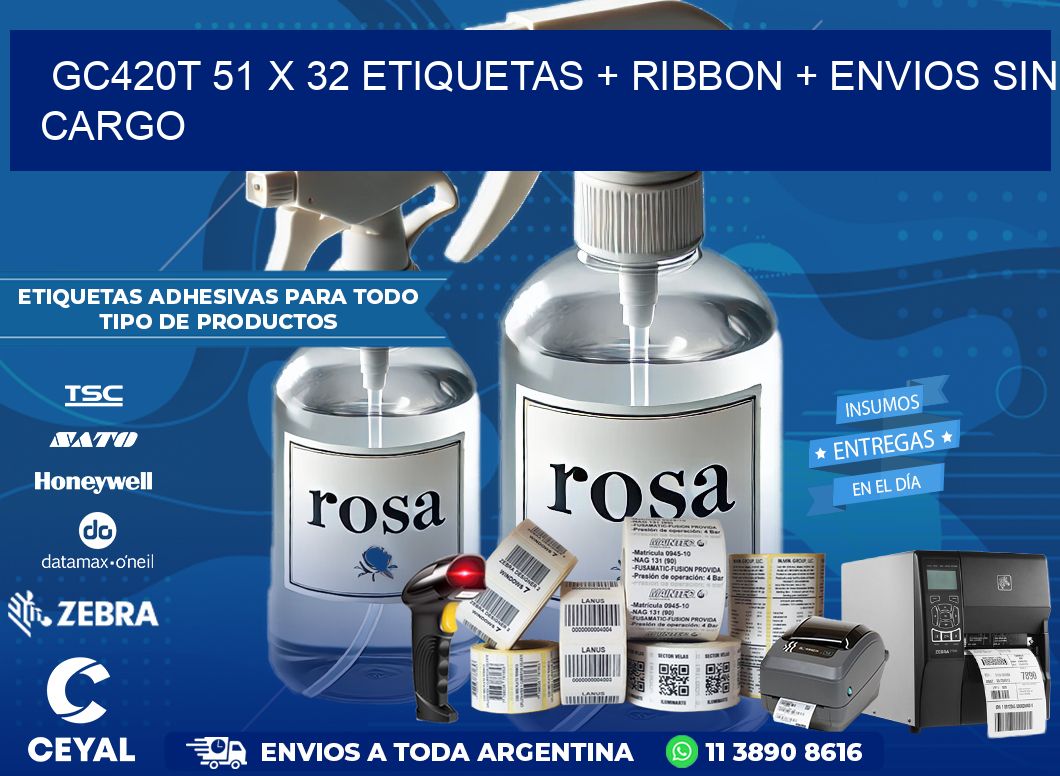 GC420T 51 x 32 etiquetas + ribbon + envios sin cargo