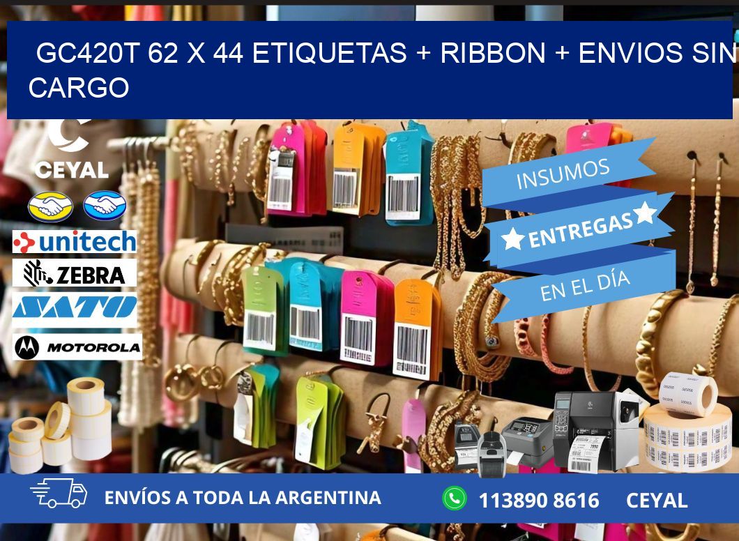 GC420T 62 x 44 etiquetas + ribbon + envios sin cargo