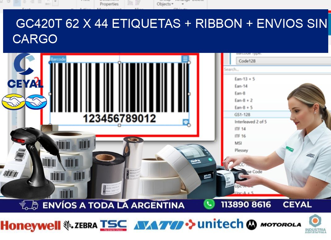 GC420T 62 x 44 etiquetas + ribbon + envios sin cargo