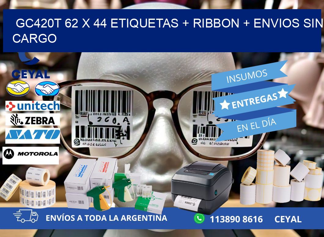 GC420T 62 x 44 etiquetas + ribbon + envios sin cargo