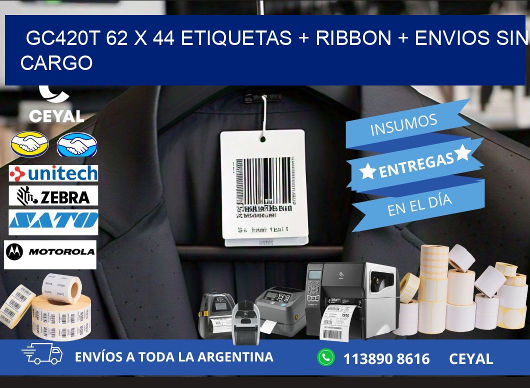 GC420T 62 x 44 etiquetas + ribbon + envios sin cargo