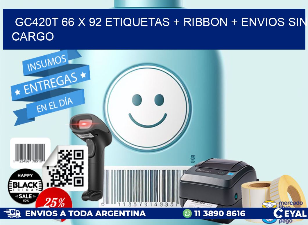 GC420T 66 x 92 etiquetas + ribbon + envios sin cargo