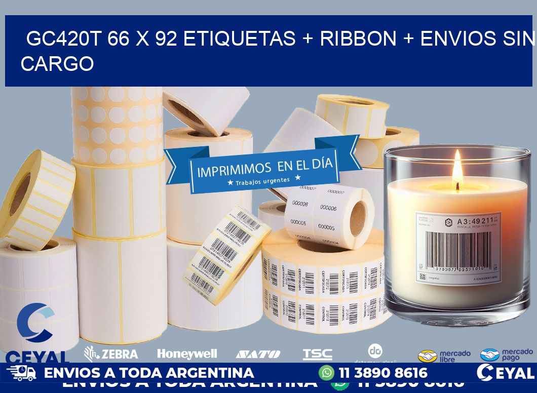 GC420T 66 x 92 etiquetas + ribbon + envios sin cargo