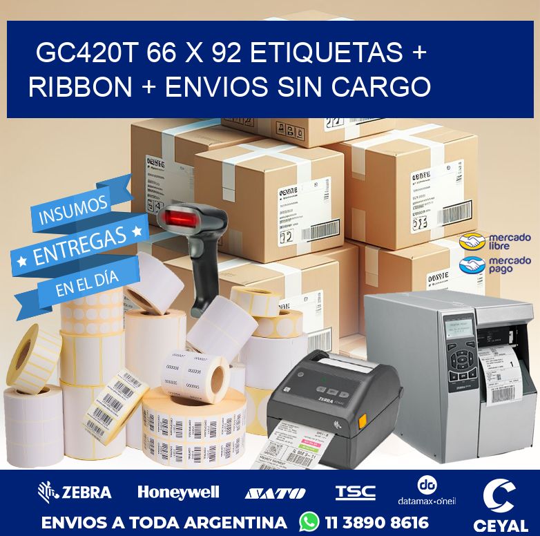 GC420T 66 x 92 etiquetas + ribbon + envios sin cargo