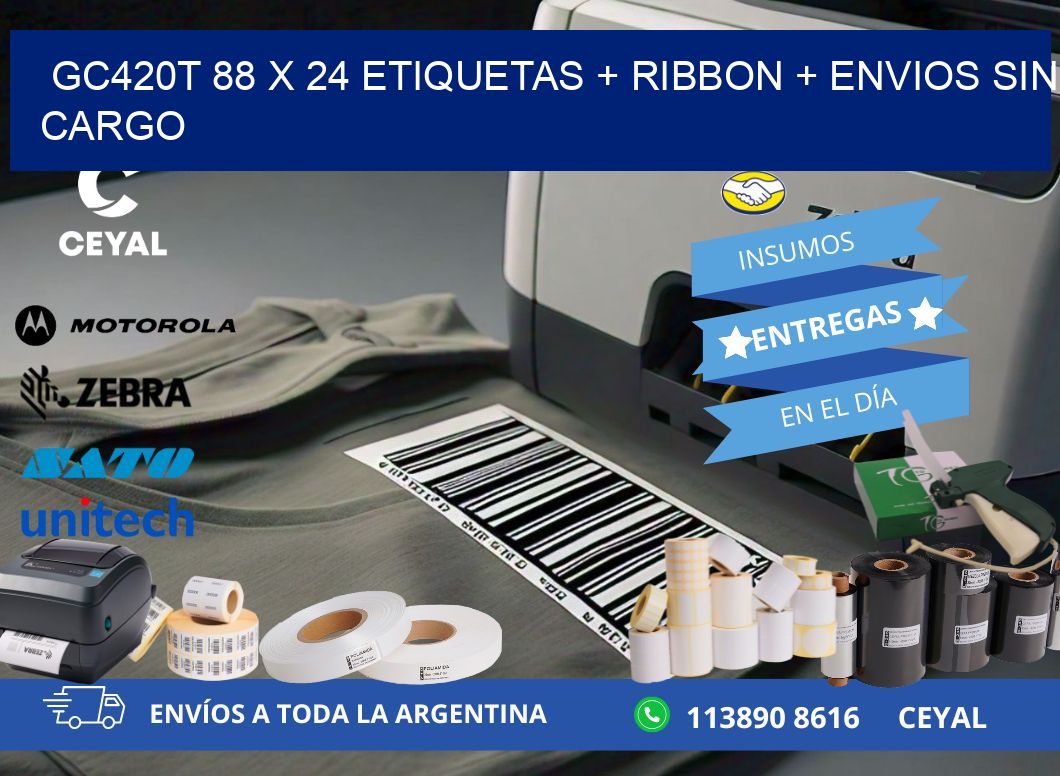 GC420T 88 x 24 etiquetas + ribbon + envios sin cargo