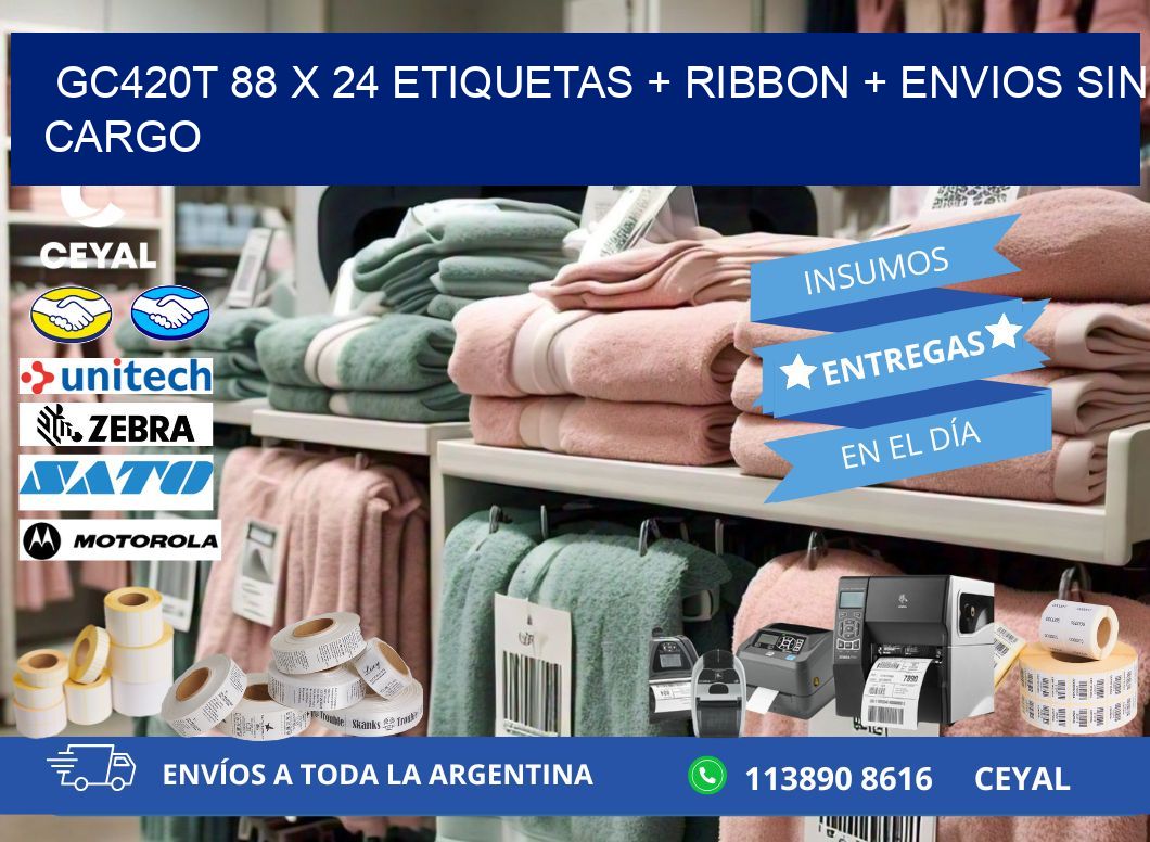 GC420T 88 x 24 etiquetas + ribbon + envios sin cargo