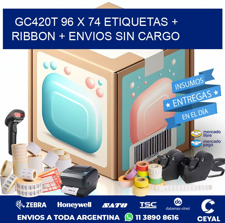 GC420T 96 x 74 etiquetas + ribbon + envios sin cargo