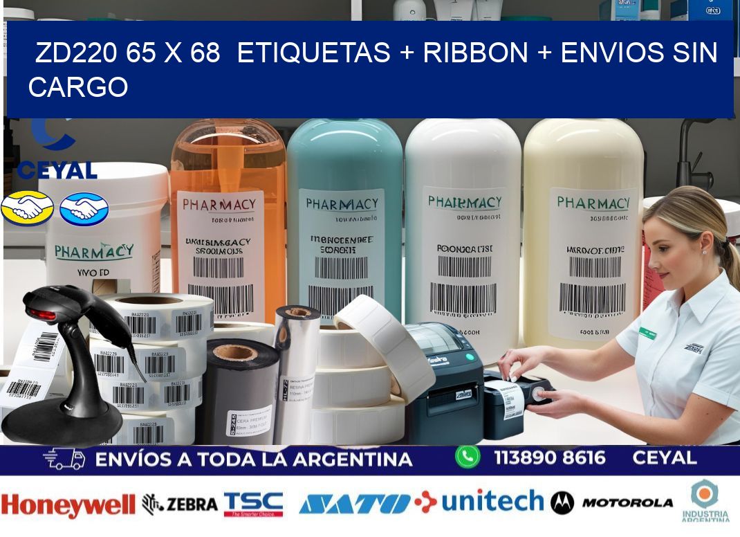 ZD220 65 x 68 etiquetas + ribbon + envios sin cargo