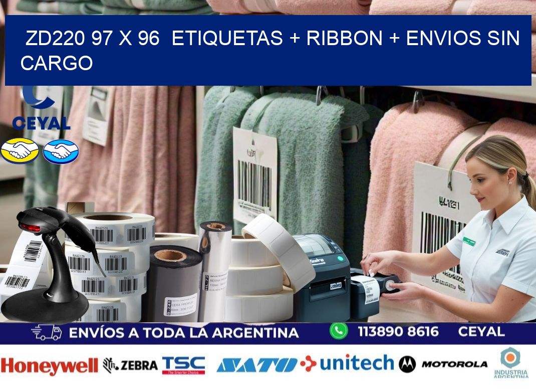 ZD220 97 x 96 etiquetas + ribbon + envios sin cargo