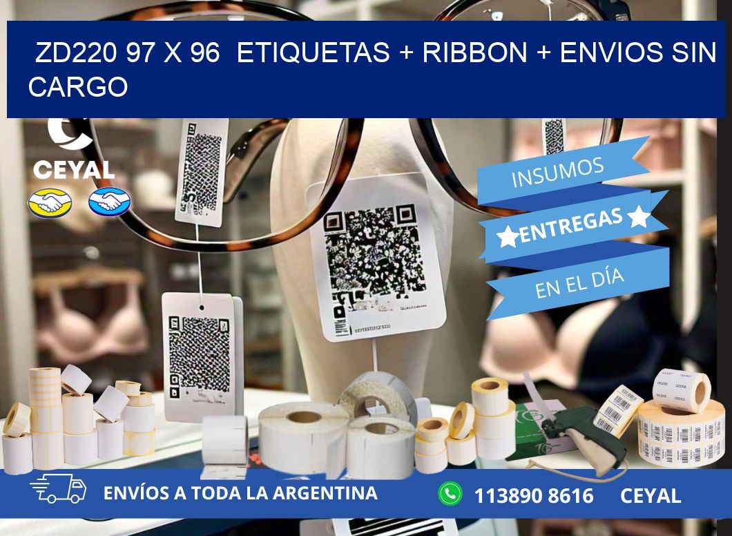 ZD220 97 x 96  etiquetas + ribbon + envios sin cargo
