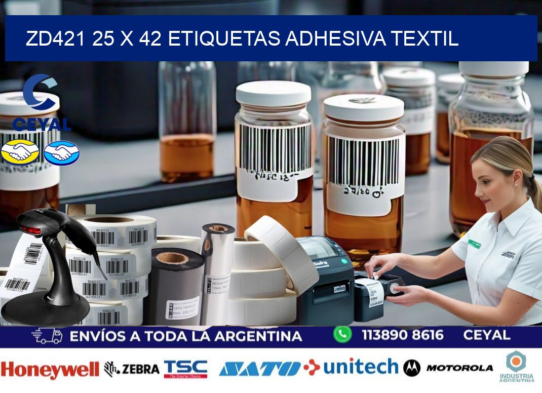 ZD421 25 x 42 ETIQUETAS ADHESIVA TEXTIL