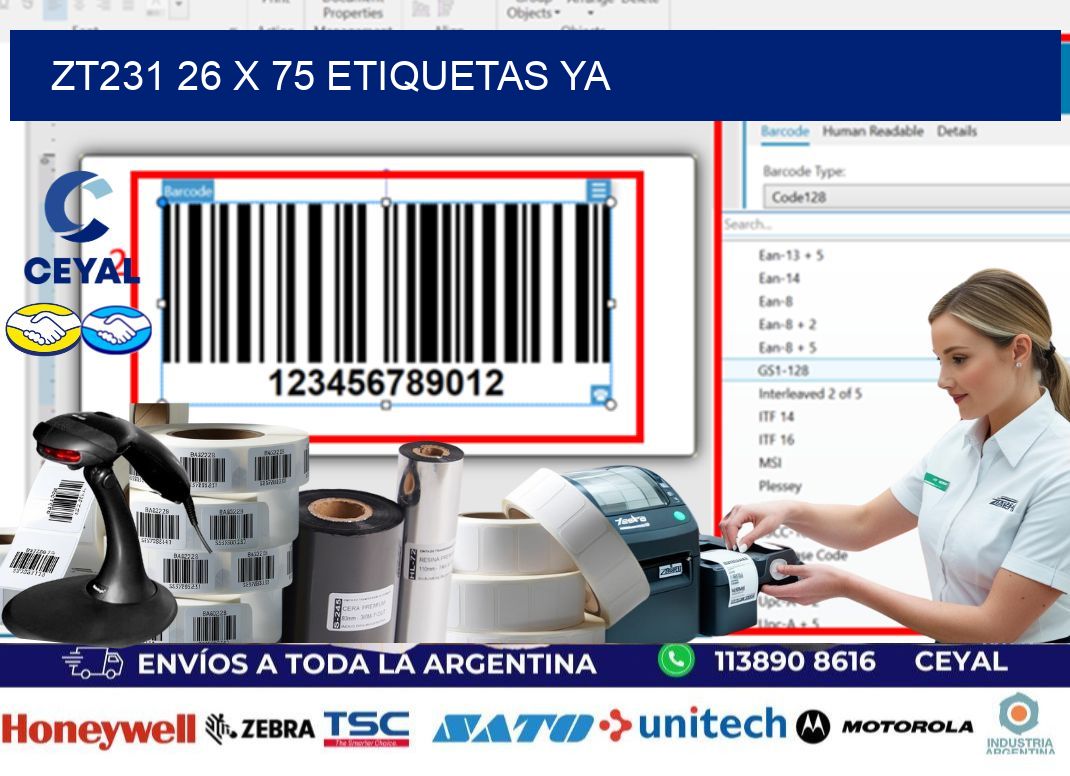 ZT231 26 x 75 ETIQUETAS YA