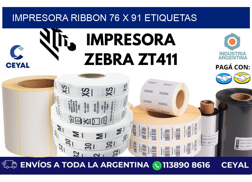 impresora ribbon 76 x 91 etiquetas