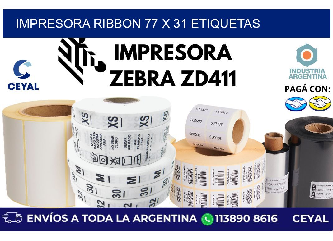 impresora ribbon 77 x 31 etiquetas