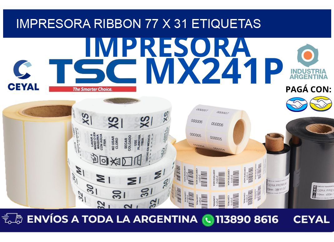 impresora ribbon 77 x 31 etiquetas