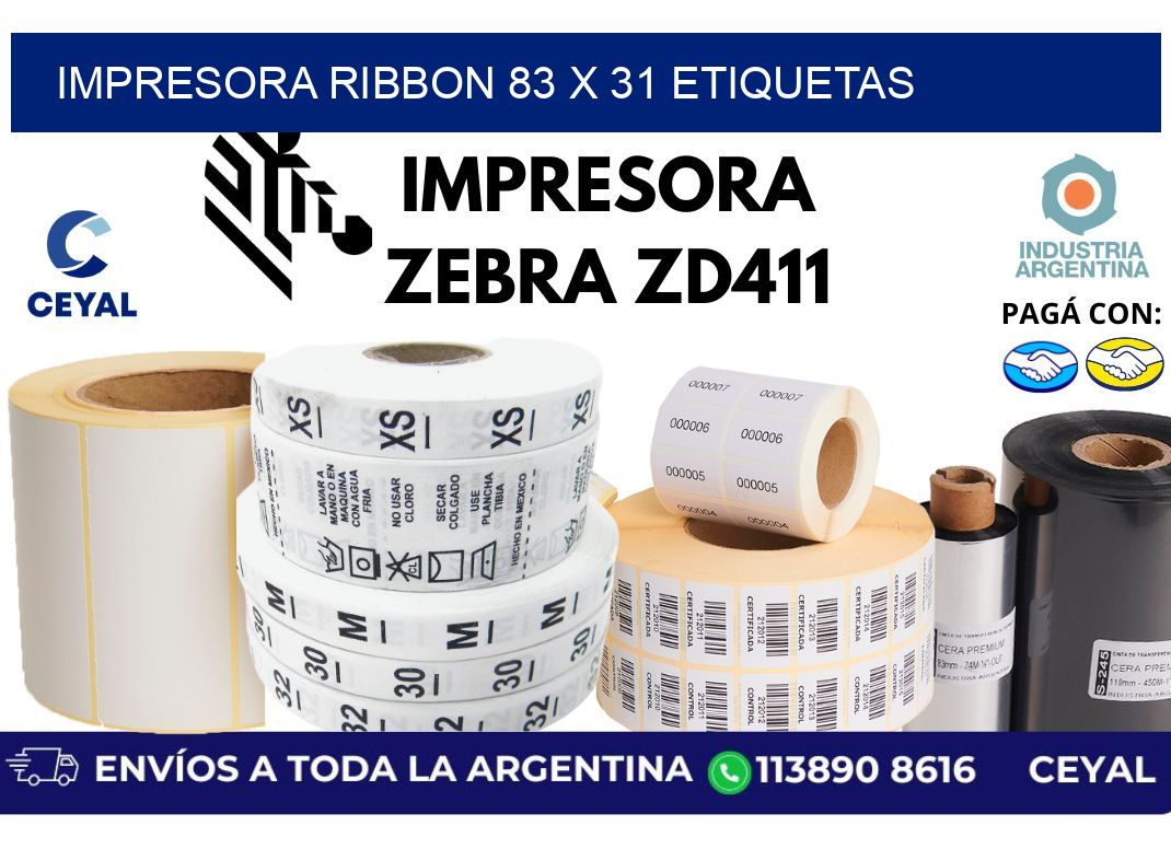 impresora ribbon 83 x 31 etiquetas
