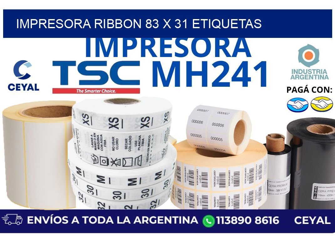 impresora ribbon 83 x 31 etiquetas