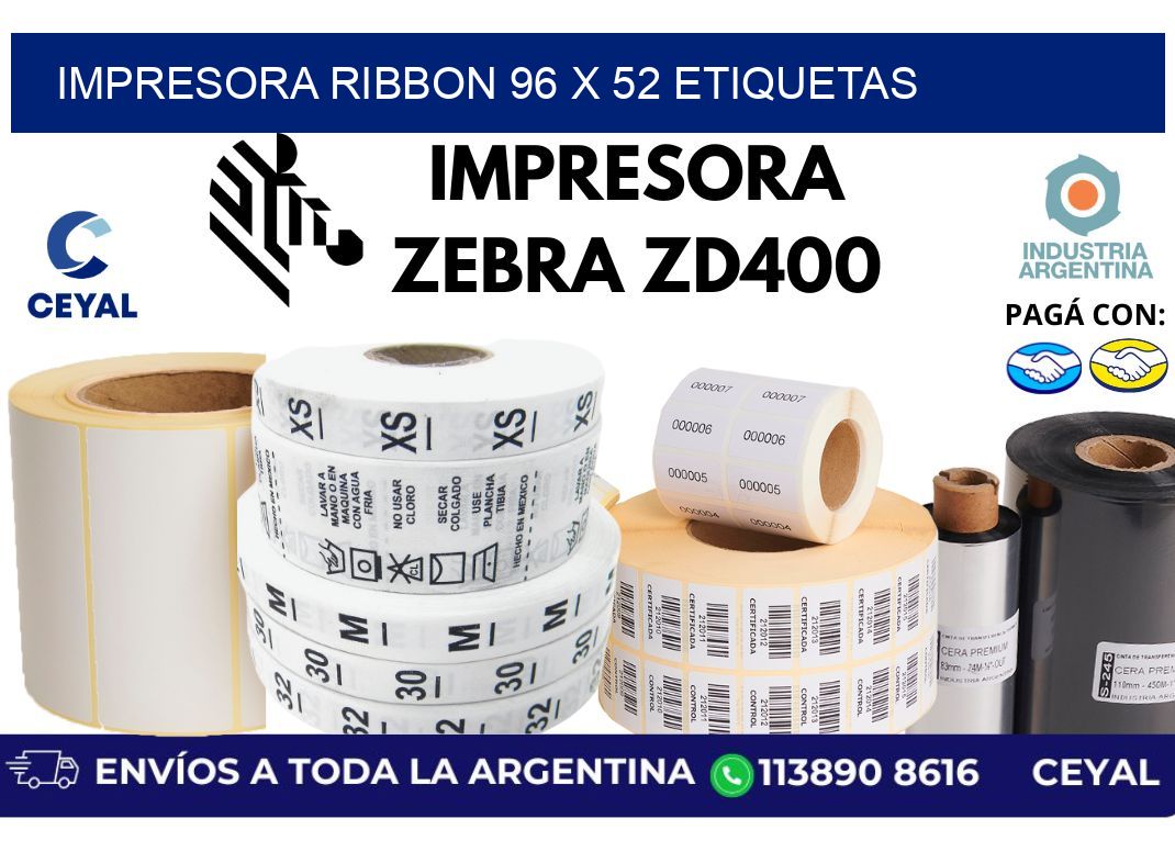 impresora ribbon 96 x 52 etiquetas