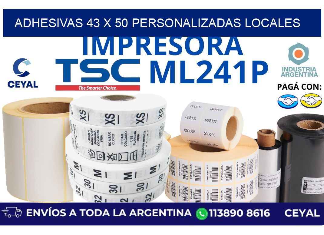 adhesivas 43 x 50 personalizadas locales