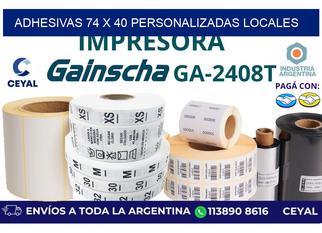 adhesivas 74 x 40 personalizadas locales