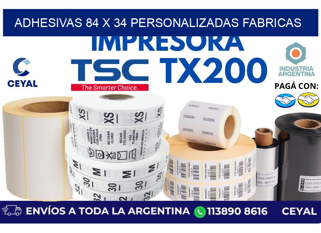 adhesivas 84 x 34 personalizadas fabricas