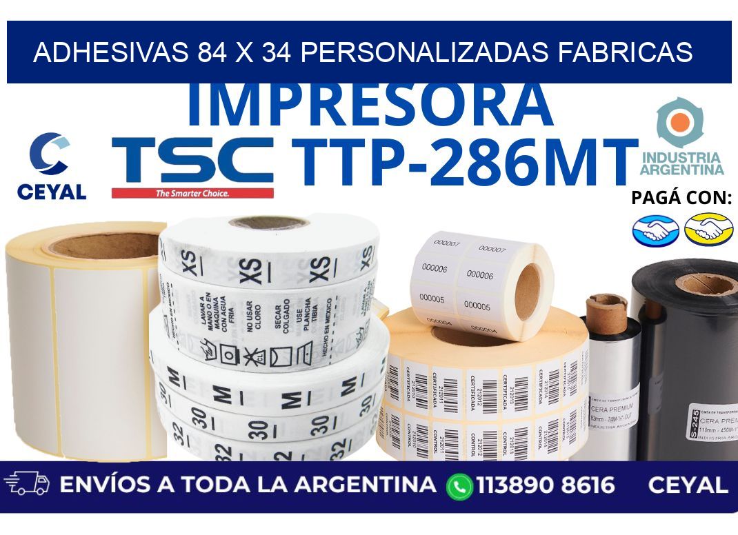 adhesivas 84 x 34 personalizadas fabricas