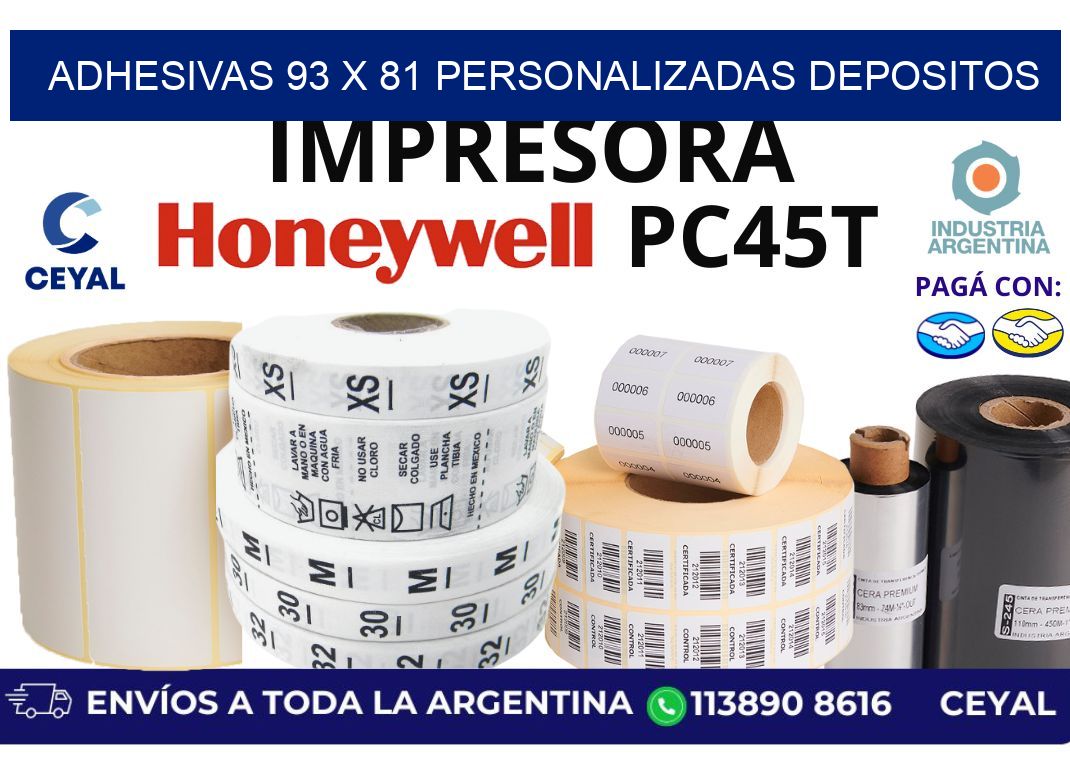 adhesivas 93 x 81 personalizadas depositos