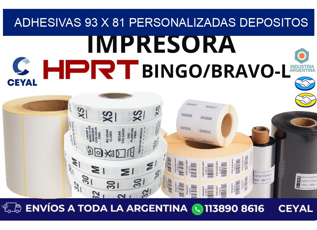 adhesivas 93 x 81 personalizadas depositos