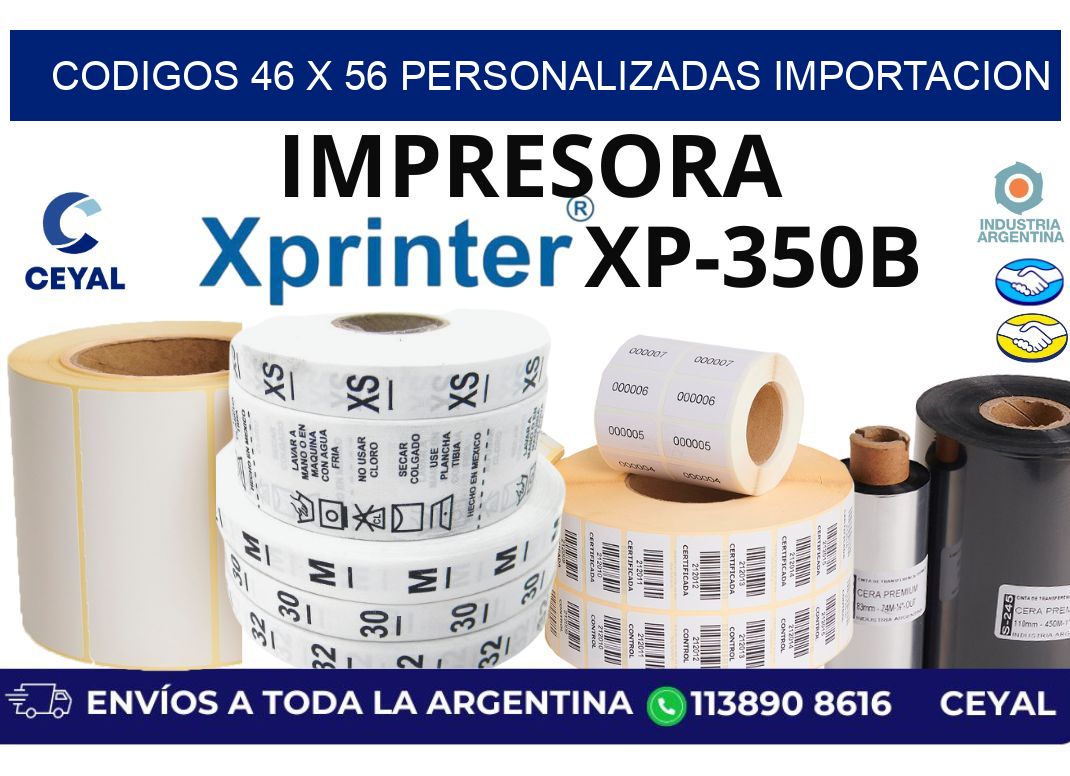codigos 46 x 56 personalizadas importacion
