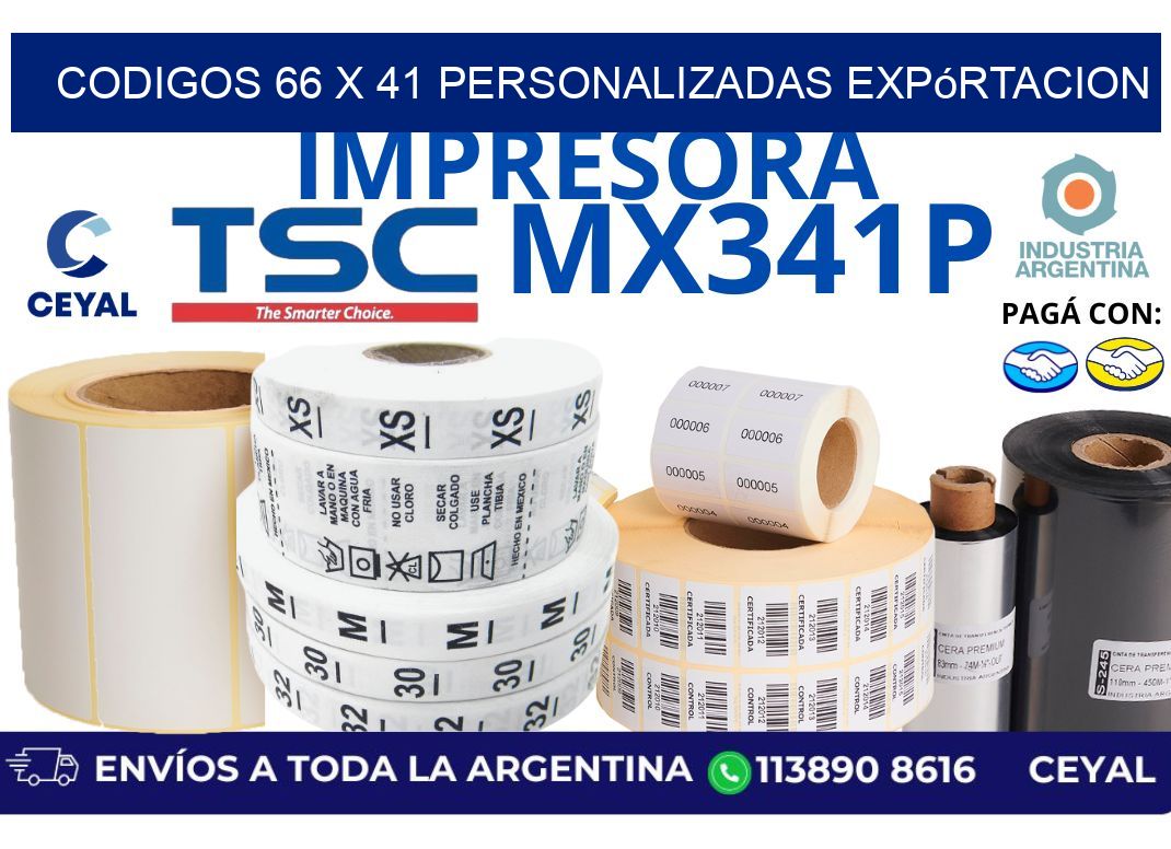codigos 66 x 41 personalizadas expórtacion
